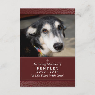 Carte Pet Memorial 3,5 x 5" Rouge - Ne pas pleurer