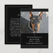 Carte Pet Memorial 3.5x5 Noir - Ne pas ourler Poèm (Devant / Derrière)