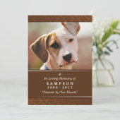 Carte Pet Memorial 5"x7" Photo moyenne Brown (Debout devant)