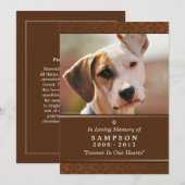 Carte Pet Memorial 5"x7" Photo moyenne Brown (Devant / Derrière)