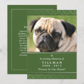 Carte Pet Memorial 5"x7" photo verte (Devant / Derrière)