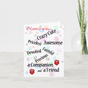 Carte Pet Memorial Crazy Cute Sympathy