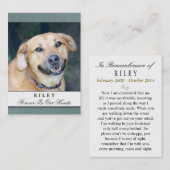 Carte Pet Memorial Turquoise - Poème Contenté (Devant / Derrière)