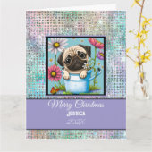 Carte Pet Pastel moderne sur mesure Noël (Fleur jaune)