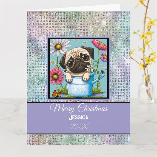 Carte Pet Pastel moderne sur mesure Noël (Fleur jaune)