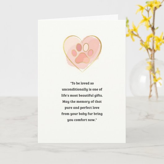 Carte Pet Sympathy Card Love Paw Series (Fleur jaune)