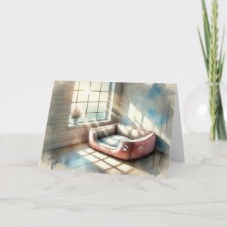Carte Pet Sympathy Empty Bed Watercolor Card