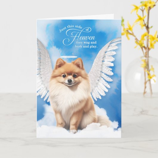 Carte Pet Sympathy Loss Dog Sable Pomeranian Angel (Fleur jaune)