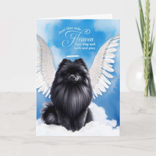 Carte Pet Sympathy Loss of a Dog Black Pomeranian Angel (Devant)