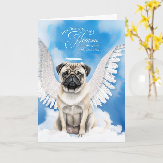 Carte Pet Sympathy Loss of a Dog Pug Angel (Fleur jaune)