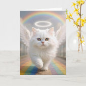 Carte Pet Sympathy Persian Cat with Angel Wings (Fleur jaune)