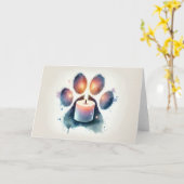 Carte Pet Sympathy Watercolor Loss Paw Print with Candle (Fleur jaune)