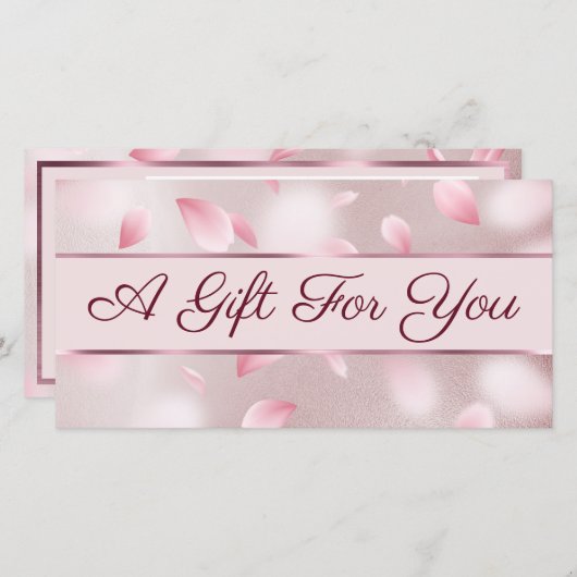 Carte Pétales Fleurs Faux Foil Certificat cadeau (Devant / Derrière)