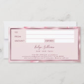 Carte Pétales Fleurs Faux Foil Certificat cadeau (Dos)