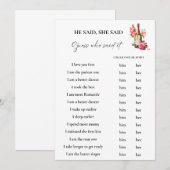 Carte Pétales il dit qu'elle a dit la douche nuptiale Ca (Devant / Derrière)