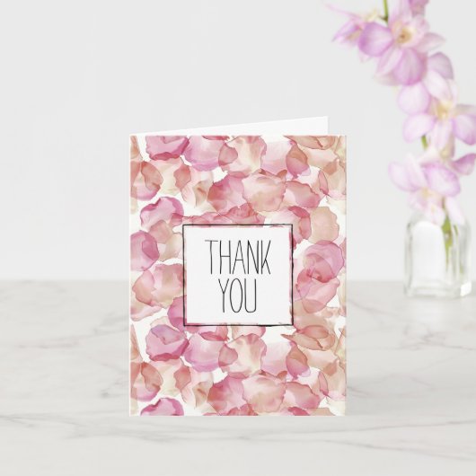 Carte Pétales rose romantique Merci floral (Orchidée)