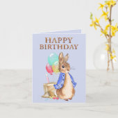 Carte Peter le lapin avec le thème de beigne Joyeux anni (Fleur jaune)