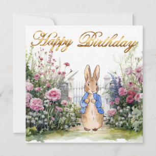 Carte Peter le lapin dans son jardin No 2 Joyeux anniver