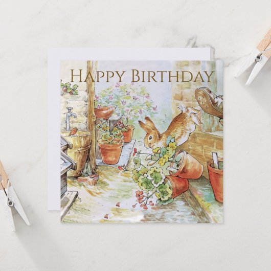 Carte Peter le lapin Joyeux anniversaire (Devant/Arrière en situation)
