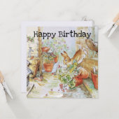 Carte Peter le lapin Joyeux anniversaire (Devant/Arrière en situation)