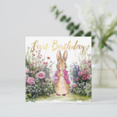 Carte Peter le lapin rose dans son jardin (Debout devant)