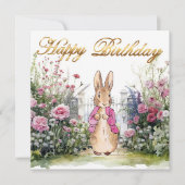 Carte Peter le lapin rose Veste Jardin Joyeux anniversai (Devant)