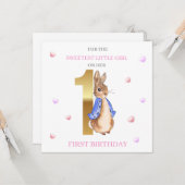 Carte Peter le lapin Salutation de premier anniversaire (Devant/Arrière en situation)