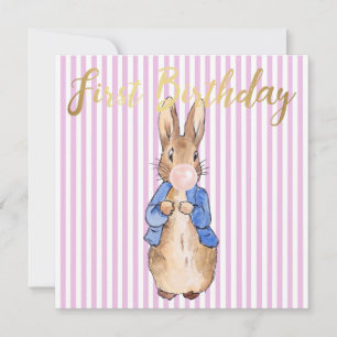 Carte Peter le lapin soufflant rose bulle gomme