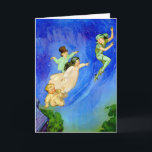 CARTE PETER PAN, WENDY, JOHN ET MICHAEL SE SONT ÉLOIGNÉS<br><div class="desc">Peter Pan convainc,  Wendy et ses frères,  Michael et John de s'envoler avec lui à Never-land avec l'aide d'une petite poussière de fée de Tinkerbell. Image magique et iconique de Peter Pan.</div>