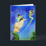 CARTE PETER PAN, WENDY, JOHN ET MICHAEL SE SONT ÉLOIGNÉS<br><div class="desc">Peter Pan convainc,  Wendy et ses frères,  Michael et John de s'envoler avec lui à Never-land avec l'aide d'une petite poussière de fée de Tinkerbell. Image magique et iconique de Peter Pan.</div>