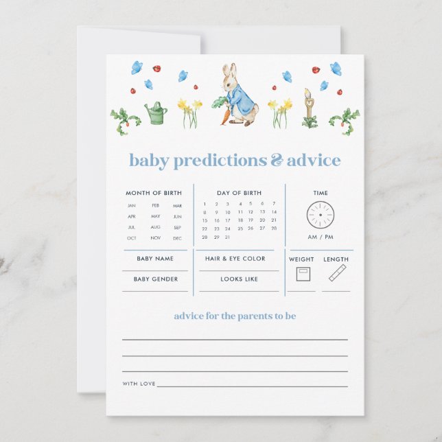 Carte Peter Rabbit Baby Predictions et conseils jeu (Devant)