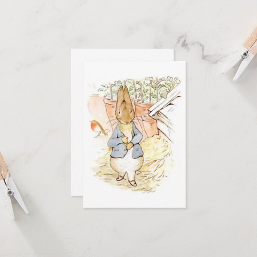Carte Peter Rabbit dans le jardin (par Beatrix Potter) (Devant/Arrière en situation)