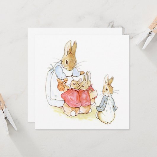 Carte Peter Rabbit et ses soeurs (par Beatrix Potter) (Devant/Arrière en situation)