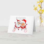 Carte Pétés de Noël Santa & Mme Clause (Fleur jaune)