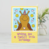 Carte Petit Aiguille Douce Petit Anniversaire Coloration (Debout devant)