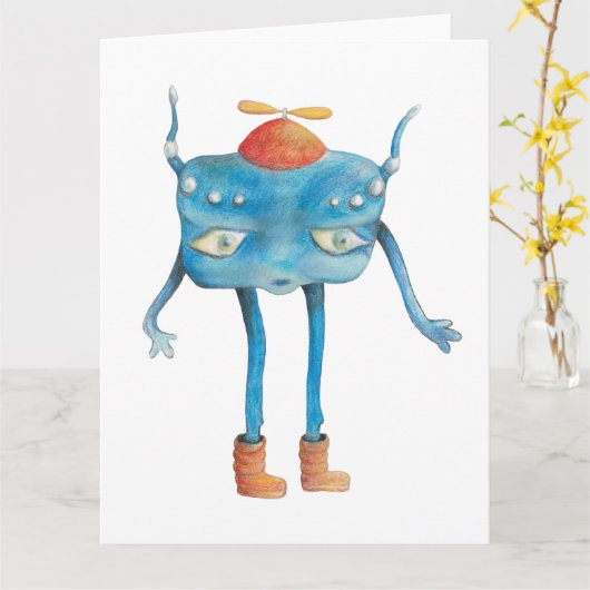 Carte Petit Alien Pi (Fleur jaune)