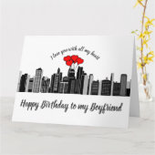 Carte Petit ami Anniversaire Aimer mon coeur Rues de la (Fleur jaune)