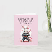 Carte Petit ami Bunny Pun Ninja Warrior Pink Valentines (Devant)