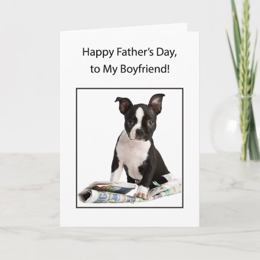 Carte Petit ami, Fête des pères heureuse, Boston Terrier (Devant)