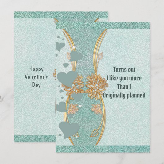 Carte Petit ami romantique Turquoise bleu Floral Vase Va (Devant / Derrière)