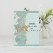 Carte Petit ami romantique Turquoise bleu Floral Vase Va (Debout devant)