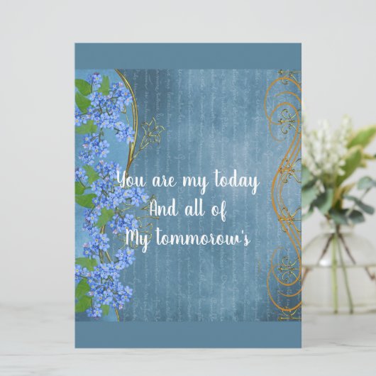 Carte Petit ami romantique Turquoise Blue Floral Valenti (Debout devant)