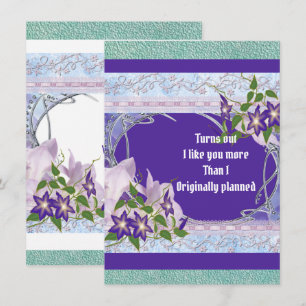 Carte Petit ami romantique violet bleu Floral Valentine