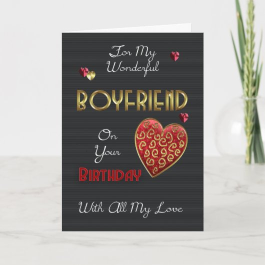 Carte Petit Amis, Anniversaire Avec Effet Or Et Coeurs (Devant)