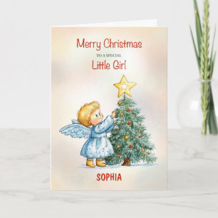 Carte Petit ange de Noël personnalisable pour fillette D