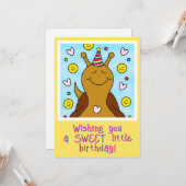 Carte Petit Anniversaire doux et souriant (Devant/Arrière en situation)