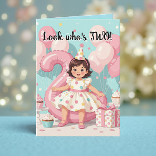 Carte Petit Ballon Rose Pastel Deuxième Anniversaire Pet