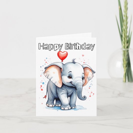 Carte Petit bébé éléphant Joyeux anniversaire (Devant)
