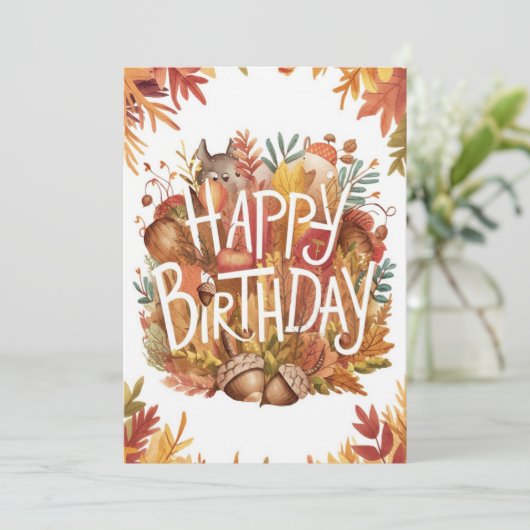 Carte Petit Bois Automne Automne automne Bonne Anniversa (Debout devant)