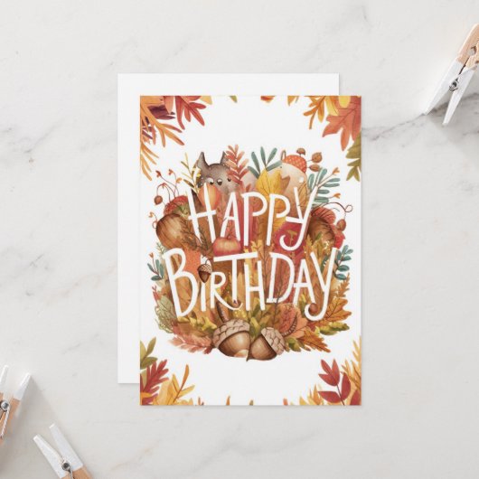 Carte Petit Bois Automne Automne automne Bonne Anniversa (Devant/Arrière en situation)